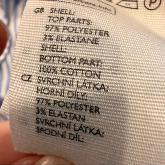 COS Women’s Striped Accent Mixed Media blue /white Sweater Top Sz M NWOT - Picture 9 of 11